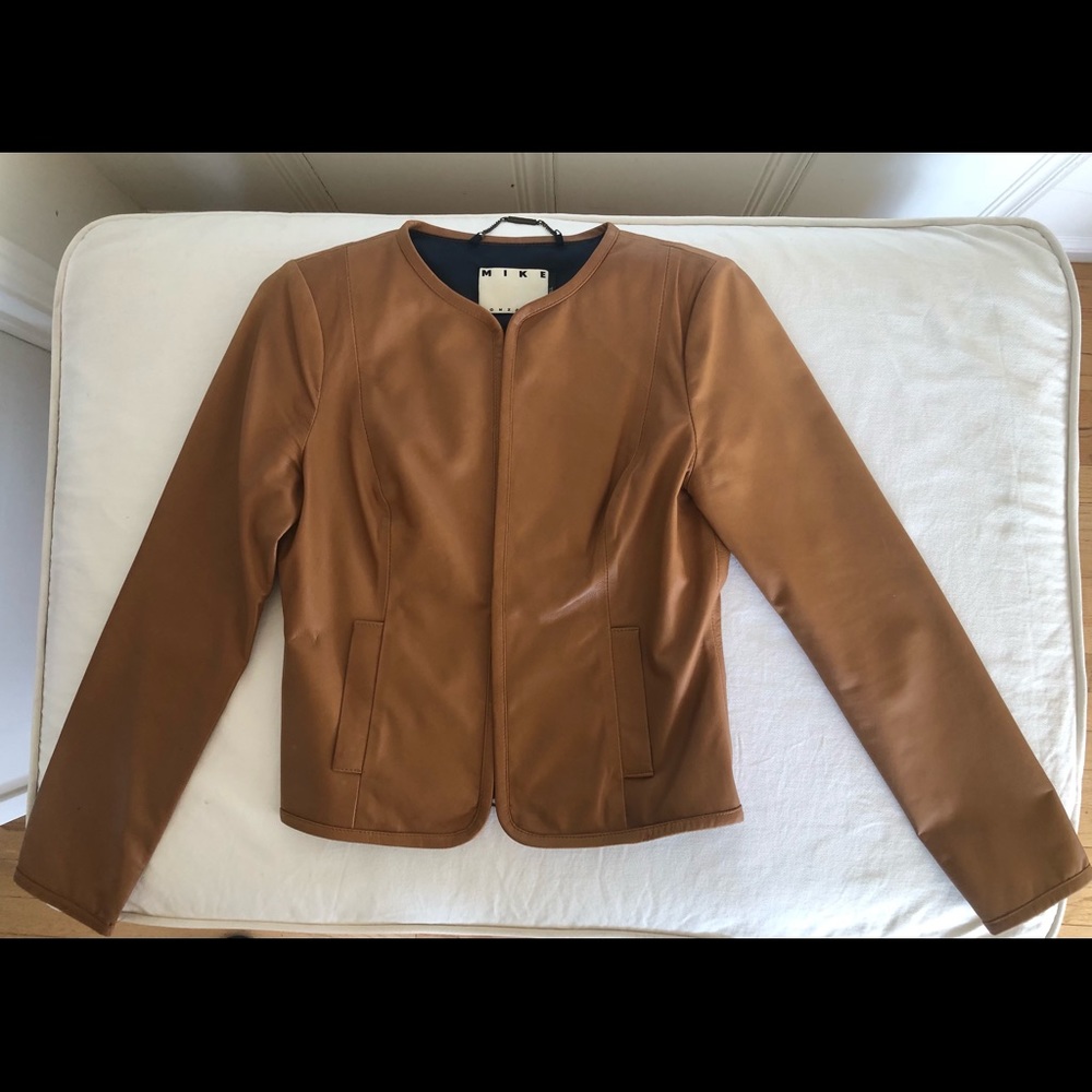 Mike Gonzalez Authentic Leather Clip Front Jacket